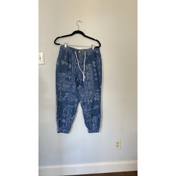 Cato Jogger Pants Womens‎ 12 Blue Bandana Floral Boho Lounge Elastic Festival - Picture 2 of 15